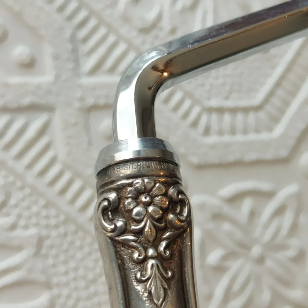 Vintage WEB Sterling Silver Handle Angel Food Cake Breaker Floral Repousse 10x4